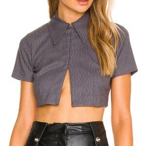 Revolve L'Academie Kiera Grey Pinstripe Top